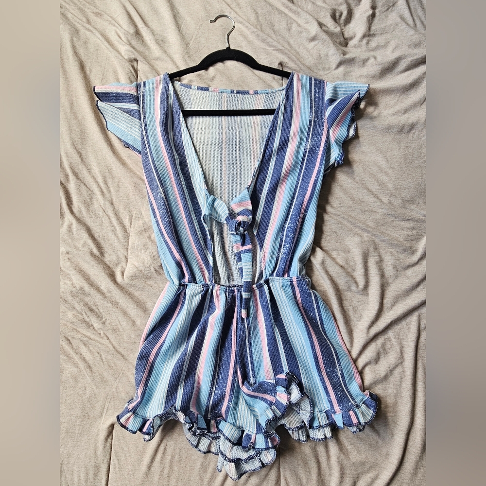 Striped Blue and Pink Junior Romper
